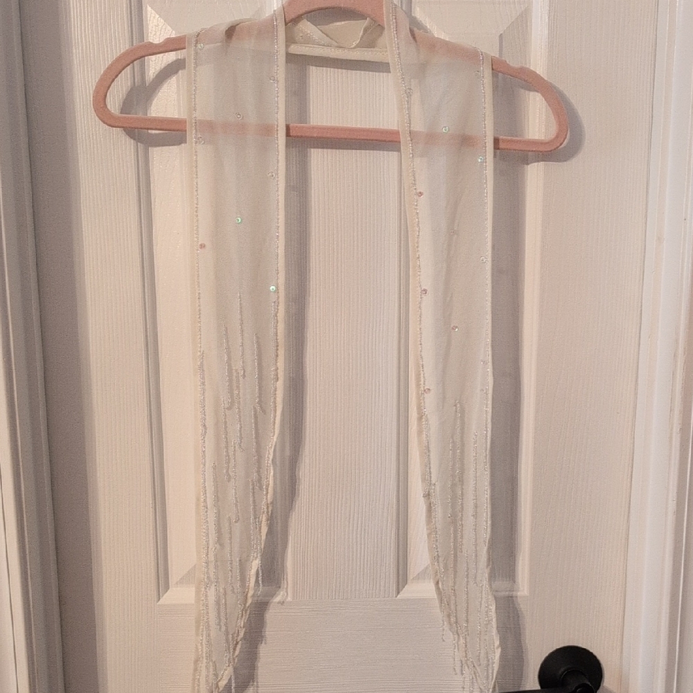 2 Elegant Sheer Scarves with Sequins Pnk1 - Picture 3 of 8